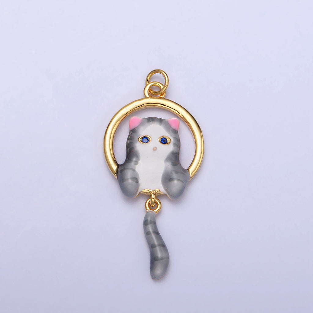 Cute Kitty Cat Tail Dangle Animal DIY Charm Liontin Kucing Hypoallergenic Gold Filled