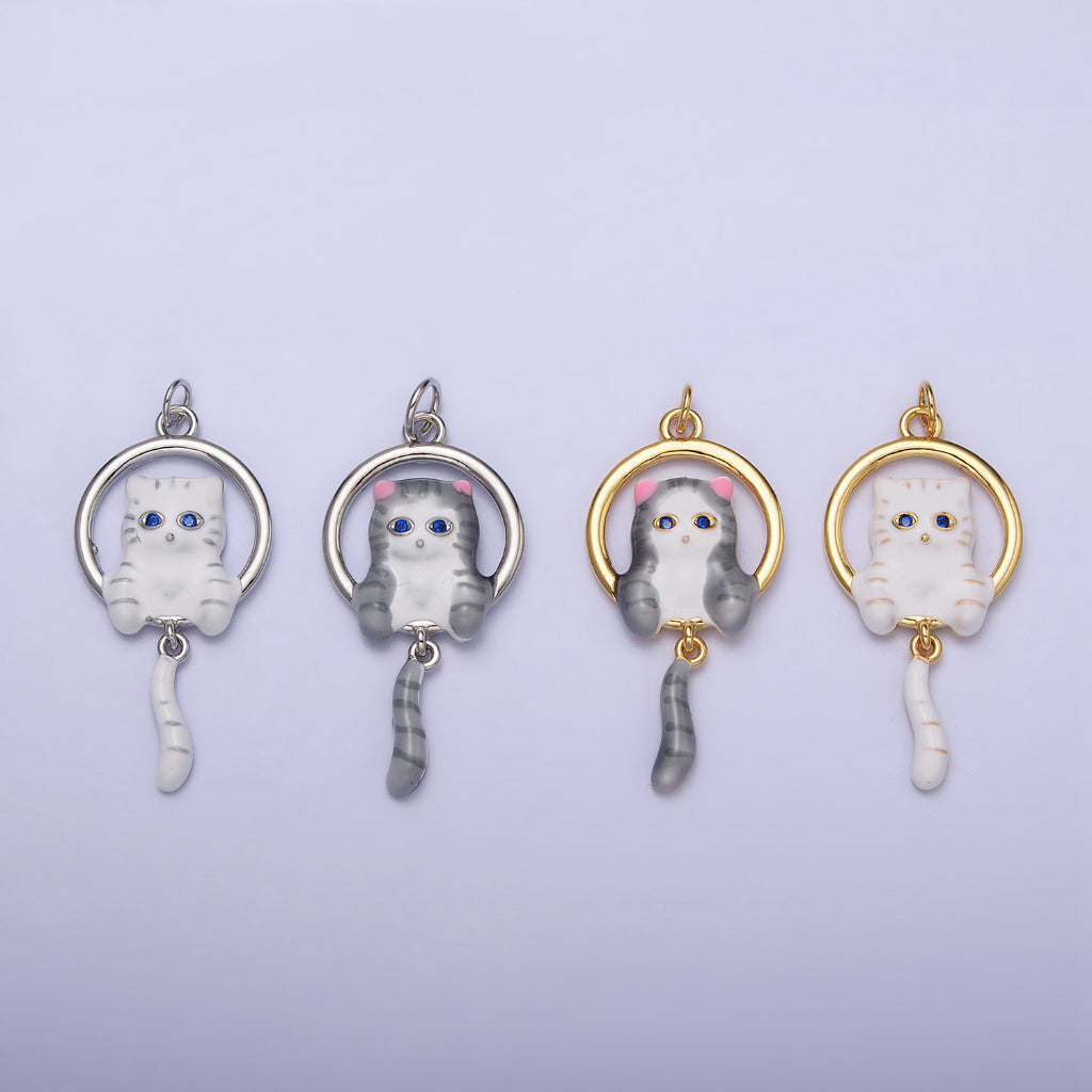 Cute Kitty Cat Tail Dangle Animal DIY Charm Liontin Kucing Hypoallergenic Gold Filled