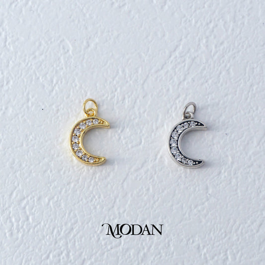 Micro Paved Moon Celestial DIY Charm Liontin Bulan Hypoallergenic Gold Filled
