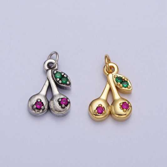 Cute Pink Mini Cherry Fruit Charm DIY Charm Liontin Buah Ceri Hypoallergenic Gold Filled