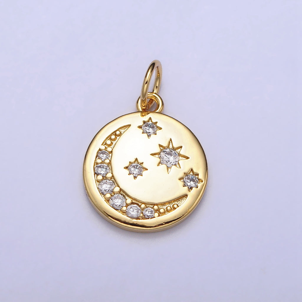 Celestial Moon Star Night Sky Coin DIY Charm Liontin Bulan Bintang Hypoallergenic Gold Filled
