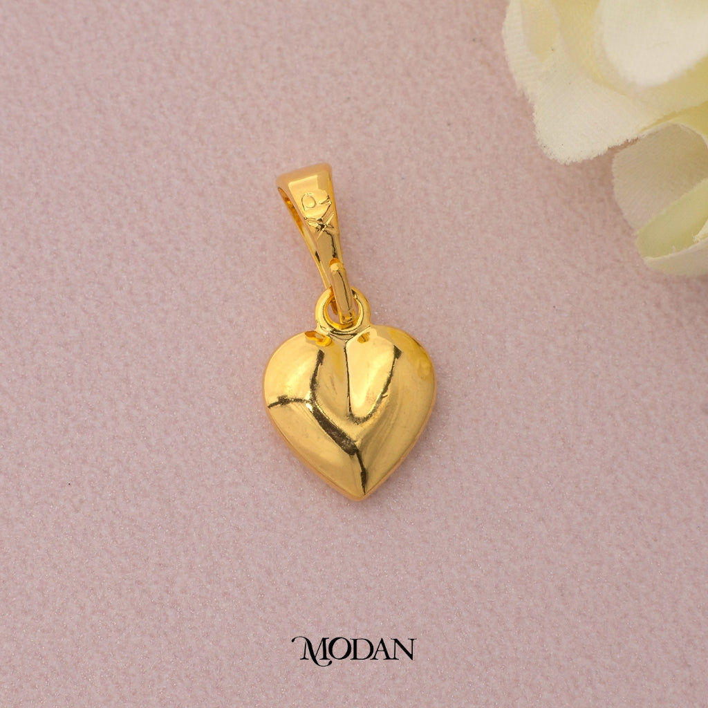 Simple Plain Puffy Heart Pendant DIY Pendant Liontin Hati Polos Hypoallergenic Gold Plated