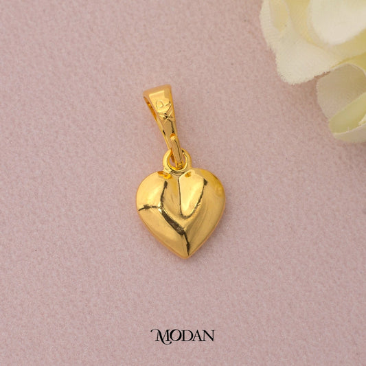 Simple Plain Puffy Heart Pendant DIY Pendant Liontin Hati Polos Hypoallergenic Gold Plated