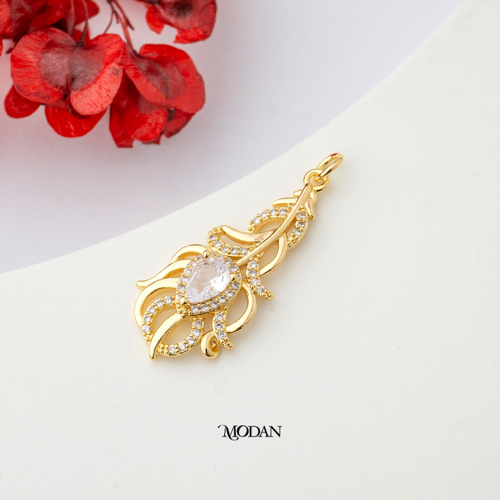 Sparkling Vintage Style Teardrop DIY Pendant Liontin Berlian Antik Tradisional Tetes Air Mata Hypoallergenic Gold Plated