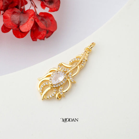 Sparkling Vintage Style Teardrop DIY Pendant Liontin Berlian Antik Tradisional Tetes Air Mata Hypoallergenic Gold Plated