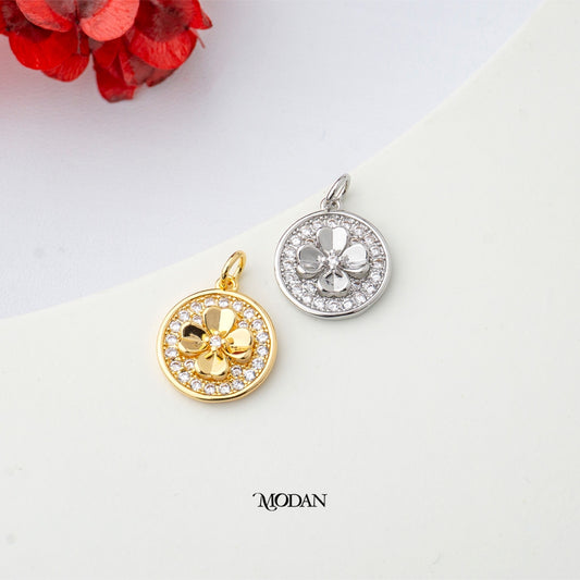 Embossed Flower Coin Pendant DIY Pendant Liontin Koin Bunga Hypoallergenic Gold Filled