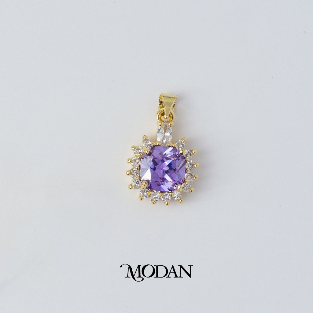 Clear Pink Purple Round Pendant DIY Liontin Pesta Bulat Warna - Warni Hypoallergenic Gold Plated