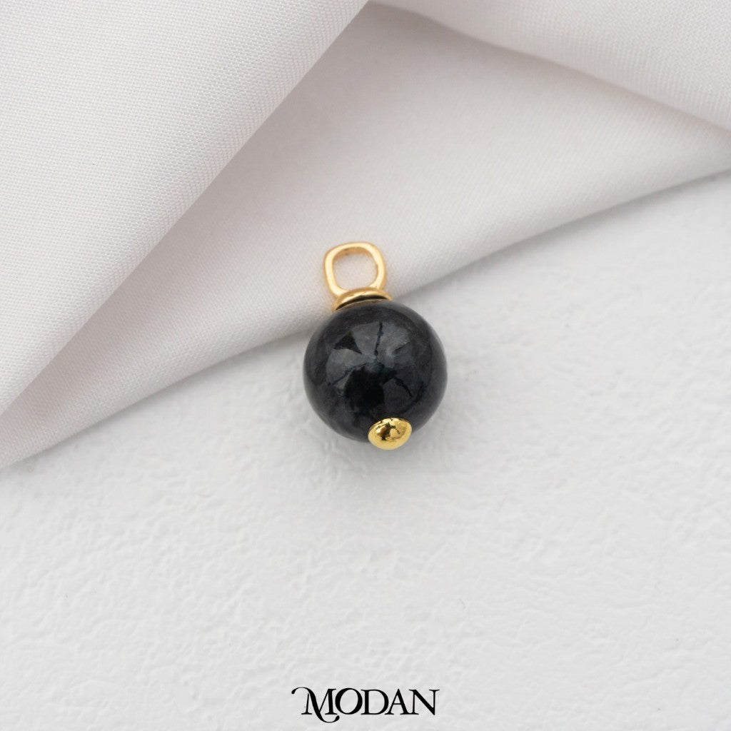 Black Onyx Round Pendant DIY Pendant Liontin Bandul Batu Hijau Bulat Hitam Hypoallergenic Gold Filled
