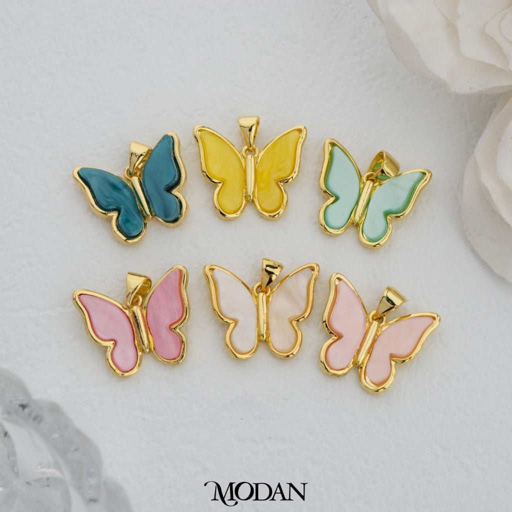 Pastel Color Shell Pearl Butterfly Pendant DIY Pendant Liontin Kupu Kupu Warna Hypoallergenic Gold Plated