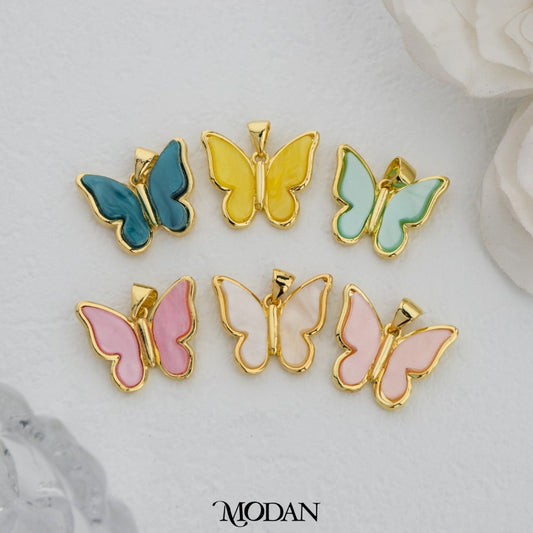 Pastel Color Shell Pearl Butterfly Pendant DIY Pendant Liontin Kupu Kupu Warna Hypoallergenic Gold Plated