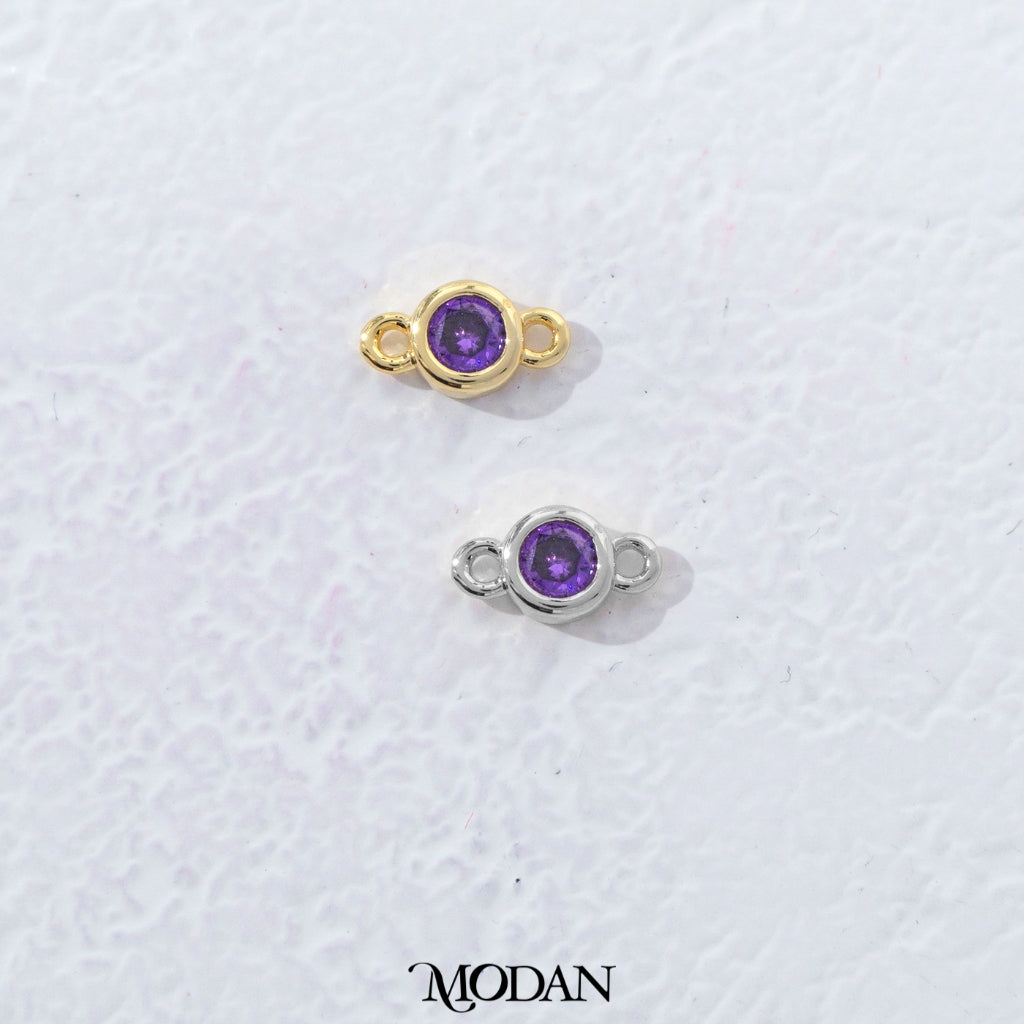 Colorful Mini Round Birthstone DIY Connector Liontin Bulan Lahir Warna-Warni Hypoallergenic Gold Filled