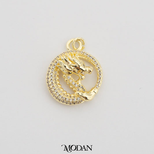 Dragon Round Pendant DIY Pendant Liontin Naga Bulat Hypoallergenic Gold Filled