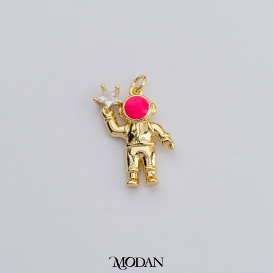 Hot Pink Space Astronauts Pendant DIY Pendant Liontin Bandul Kalung Astronot Luar Angkasa Hypoallergenic Gold Filled