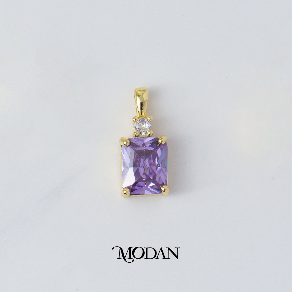 Clear Pink Purple Rectangle Pendant DIY Liontin Pesta Persegi Panjang Warna - Warni Hypoallergenic Gold Plated