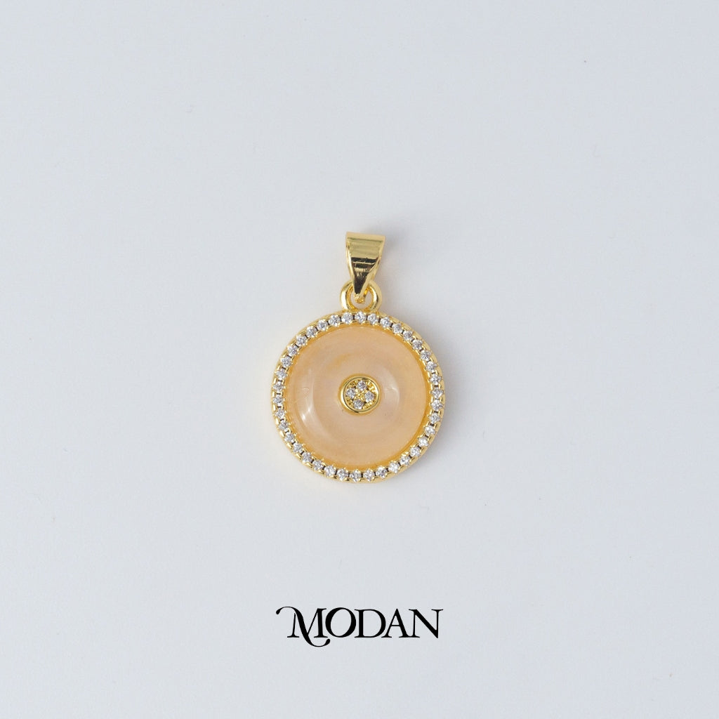Colored Round Pendant DIY Pendant Liontin Batu Hijau Bulat Hypoallergenic Gold Filled