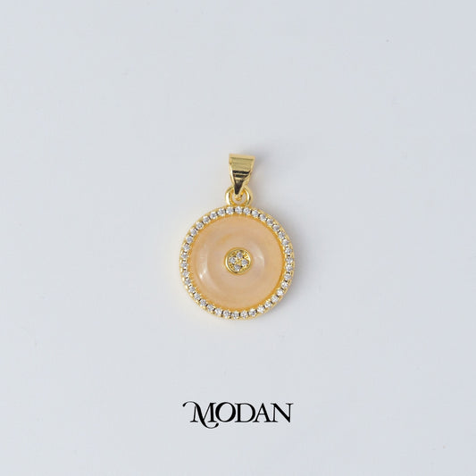 Colored Round Pendant DIY Pendant Liontin Batu Hijau Bulat Hypoallergenic Gold Filled