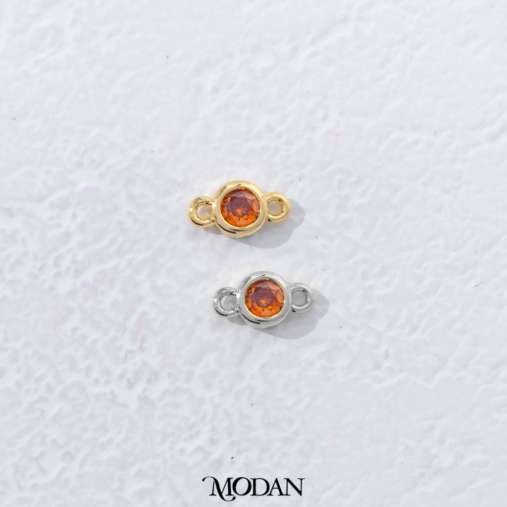Colorful Mini Round Birthstone DIY Connector Liontin Bulan Lahir Warna-Warni Hypoallergenic Gold Filled