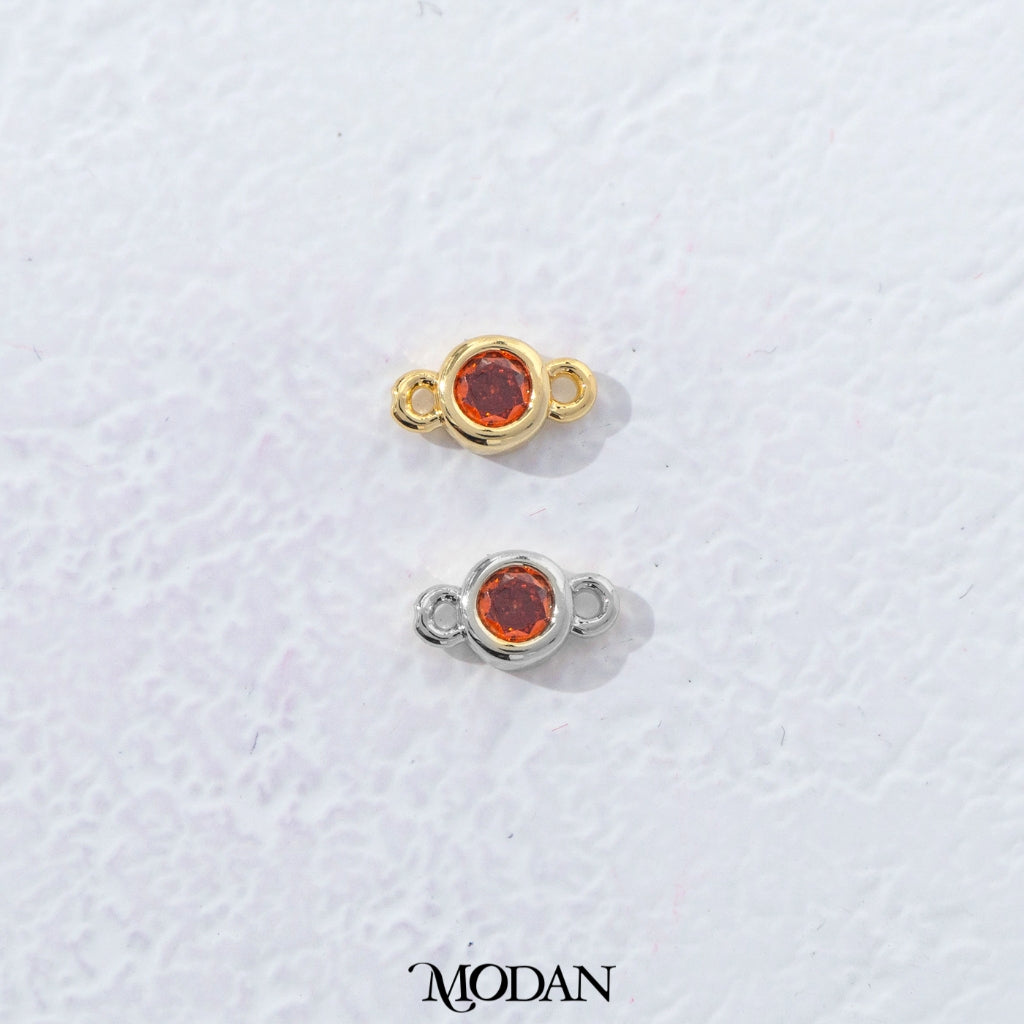 Colorful Mini Round Birthstone DIY Connector Liontin Bulan Lahir Warna-Warni Hypoallergenic Gold Filled