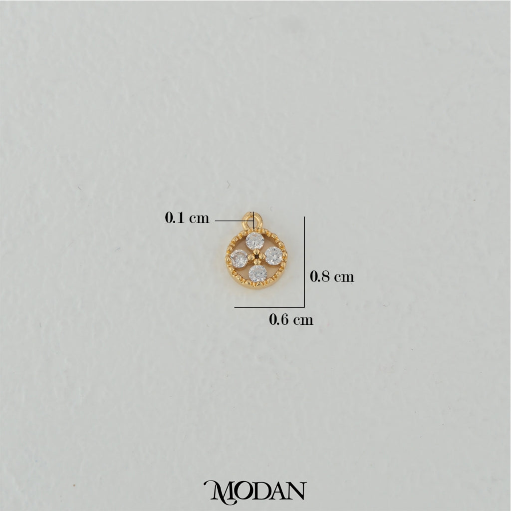 Mini Round Clover Charm DIY Charm Liontin Bunga Kecil Bulat Hypoallergenic Gold Filled