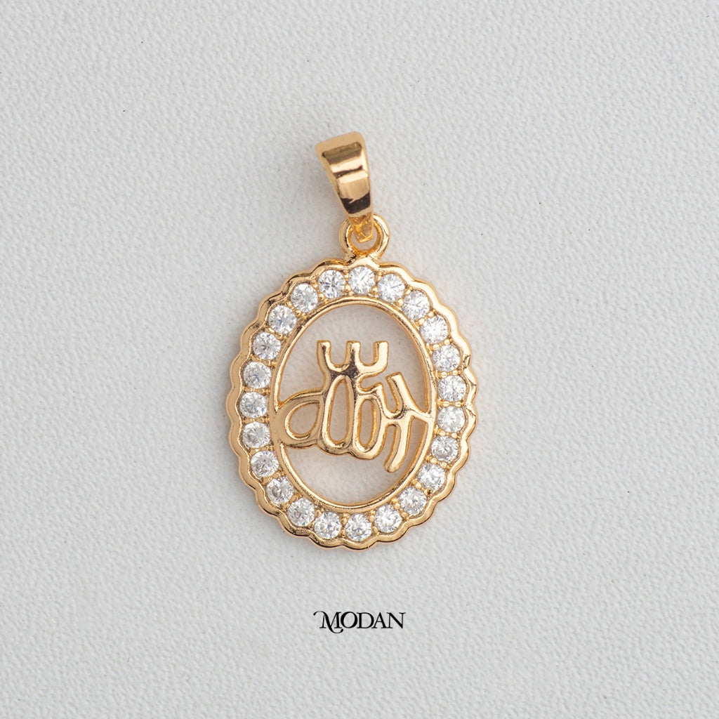 Muslim Lafadz Flower Pendant DIY Pendant Liontin Kalung Islami Bentuk Bunga Hypoallergenic Gold Plated