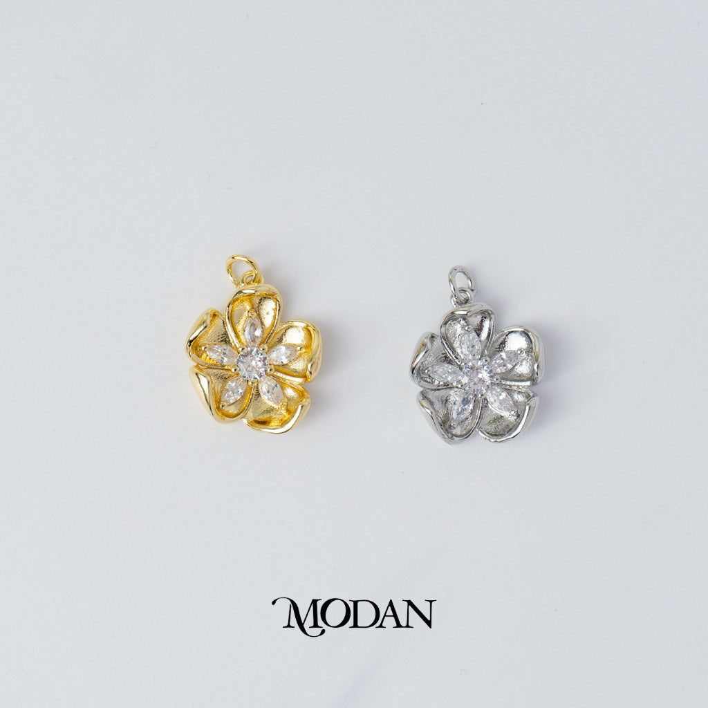 Double Layer Marquise Flower Pendant DIY Pendant Liontin Bunga Berlian Hypoallergenic Gold Filled