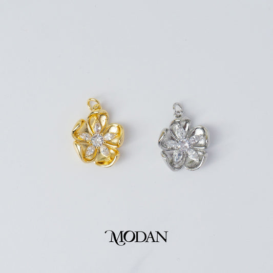 Double Layer Marquise Flower Pendant DIY Pendant Liontin Bunga Berlian Hypoallergenic Gold Filled
