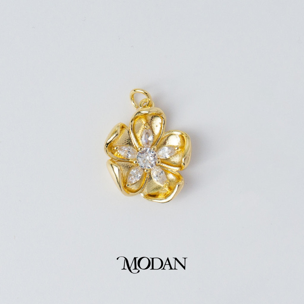 Double Layer Marquise Flower Pendant DIY Pendant Liontin Bunga Berlian Hypoallergenic Gold Filled
