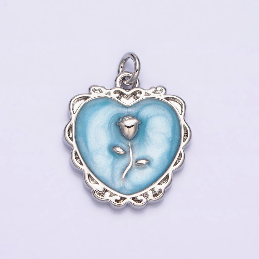 Enamel Rose Flower Love Charm DIY Charm Liontin Bunga Mawar Hati Hypoallergenic Gold Filled