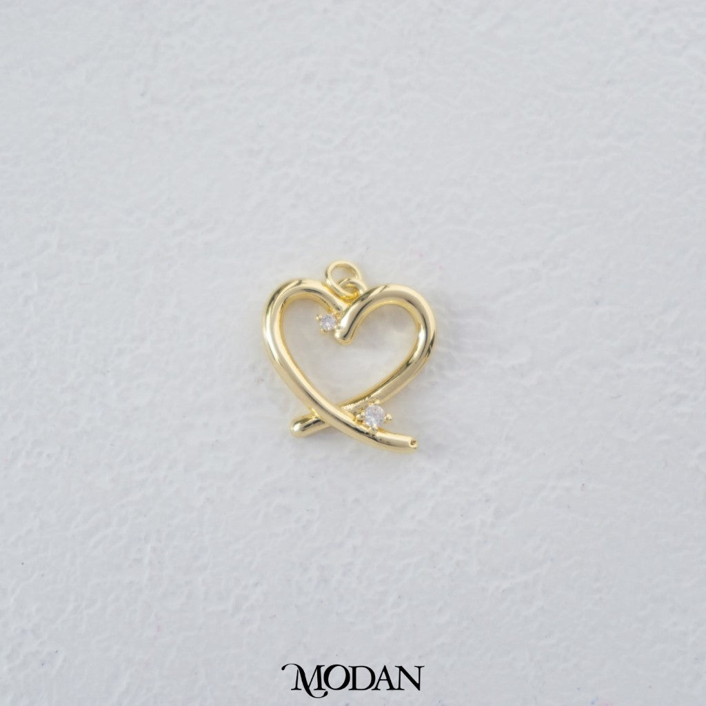Open Back Plain Wavy Love Heart Pendant DIY Pendant Liontin Hati Cinta Hypoallergenic Gold Filled