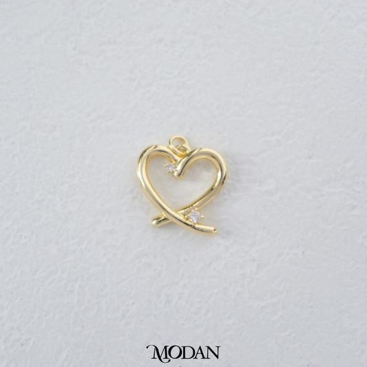 Open Back Plain Wavy Love Heart Pendant DIY Pendant Liontin Hati Cinta Hypoallergenic Gold Filled