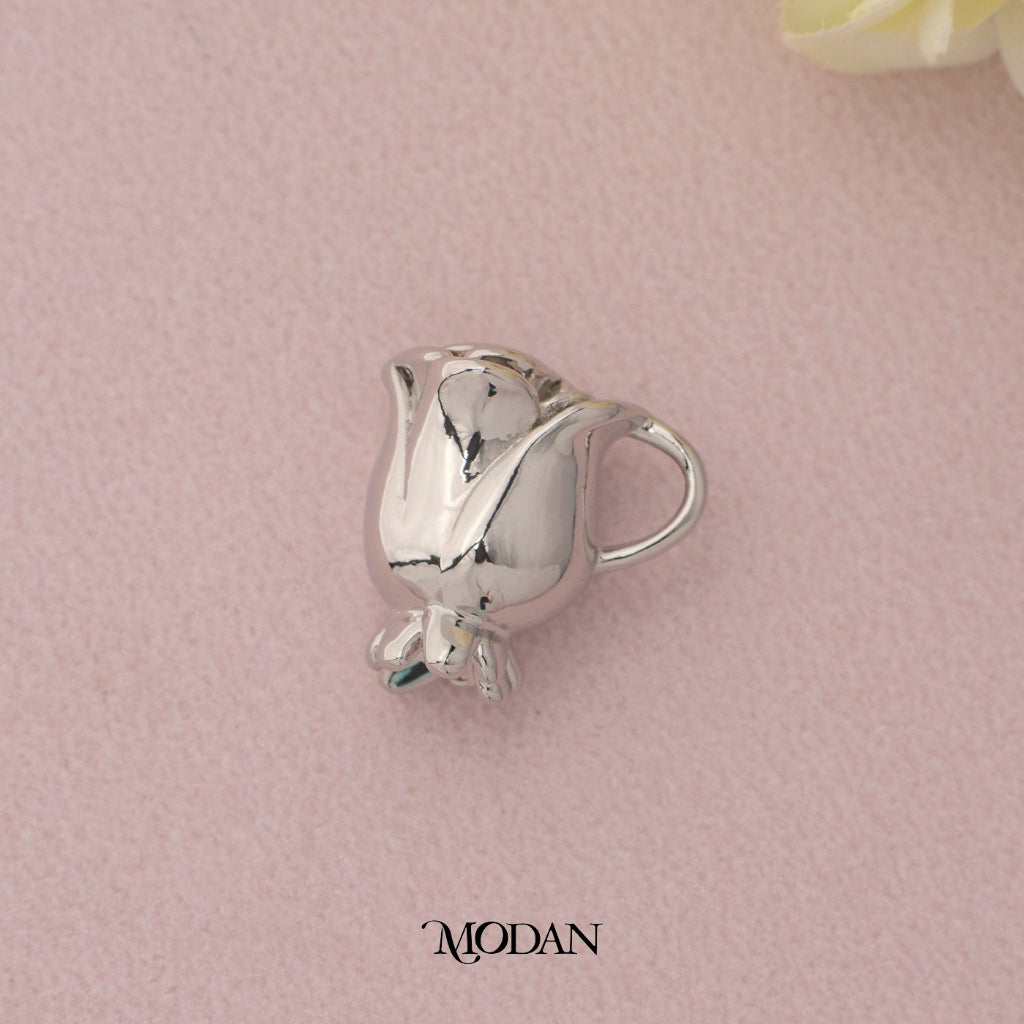 Rose Flower Cup Pendant DIY Liontin Bunga Mawar Hypoallergenic Gold Plated