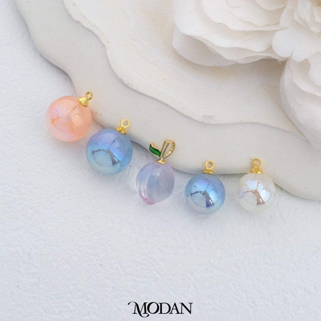 Glossy Pastel Acrylic 3D Pendant DIY Pendant Liontin Bola Warna - Warni Hypoallergenic Gold Plated