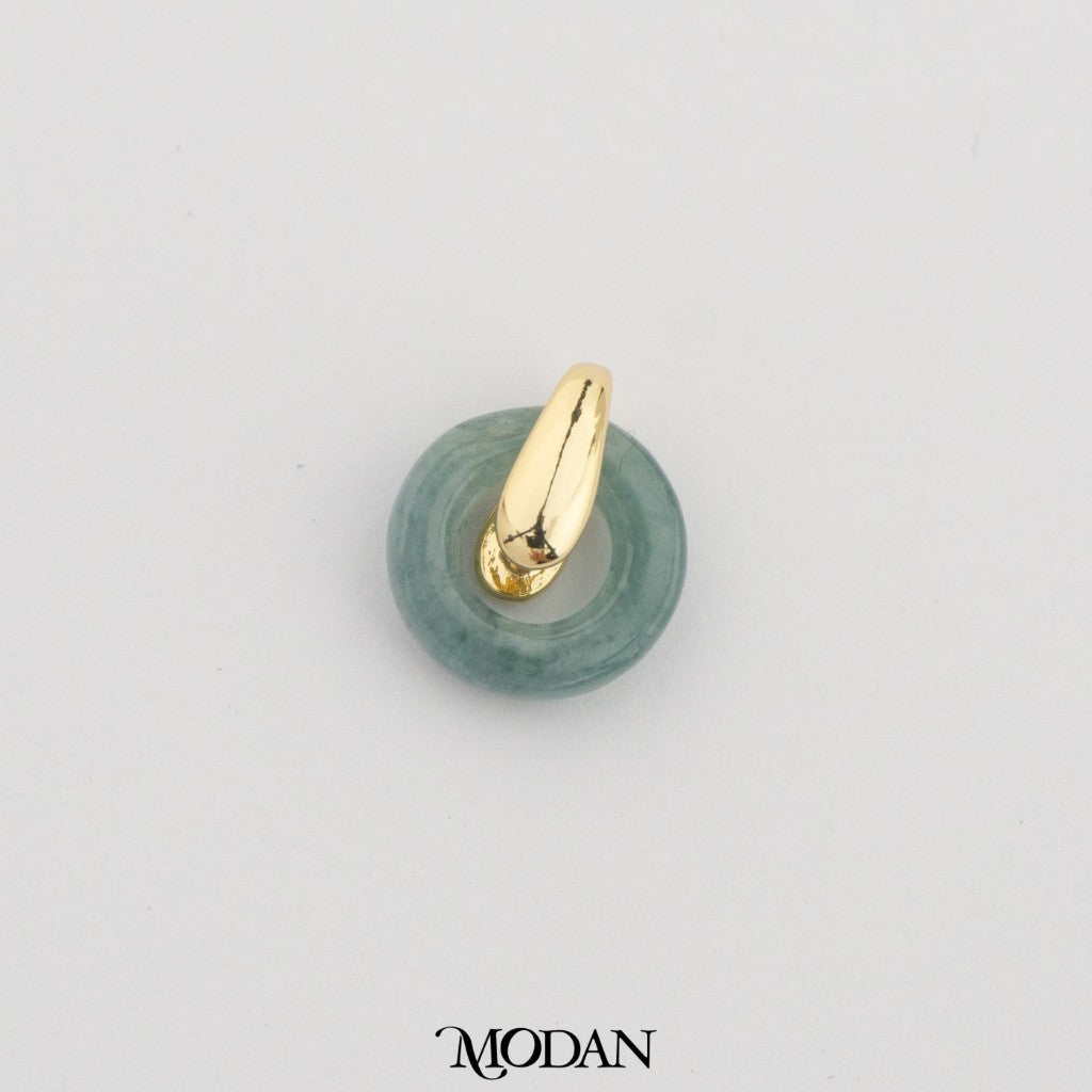 Mini Chubby Lucky Jade Pendant DIY Pendant Liontin Batu Giok Bulat Kecil Hypoallergenic Gold Filled