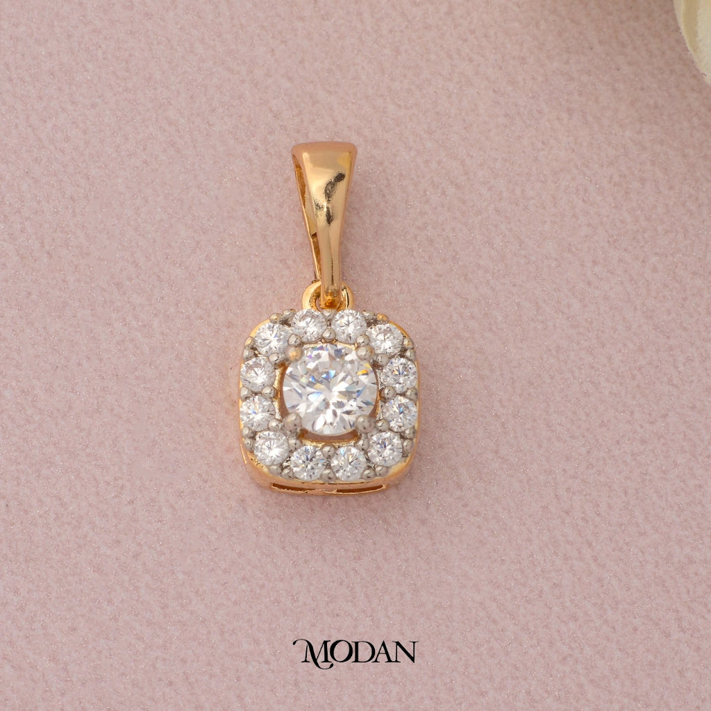 Mini Micro Paved Square Pendant DIY Liontin Pesta Persegi Hypoallergenic Gold Plated