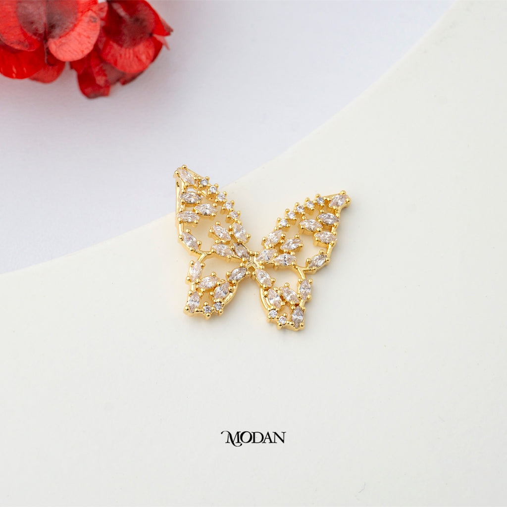Sparkling Clear and Colorful Butterfly Pendant DIY Pendant Liontin Kupu - Kupu Berlian Hypoallergenic Gold Plated