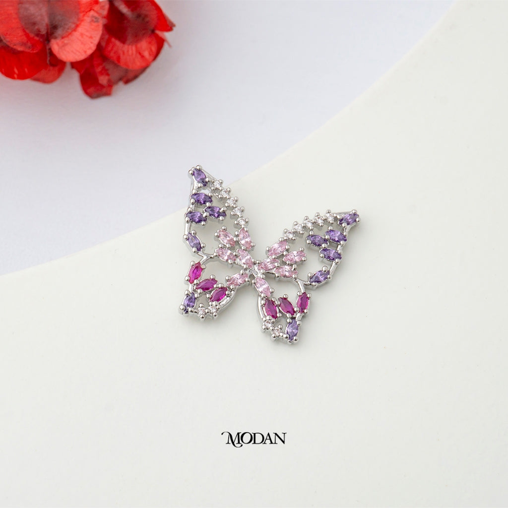 Sparkling Clear and Colorful Butterfly Pendant DIY Pendant Liontin Kupu - Kupu Berlian Hypoallergenic Gold Plated
