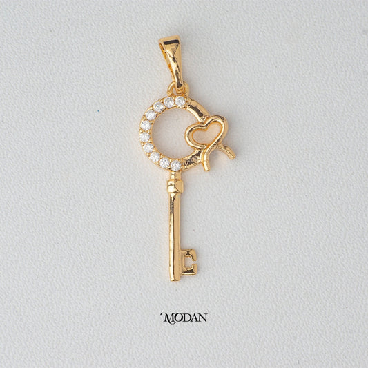 Sparkling Love Heart Key Pendant DIY Pendant Liontin Kunci Hati Hypoallergenic Gold Plated