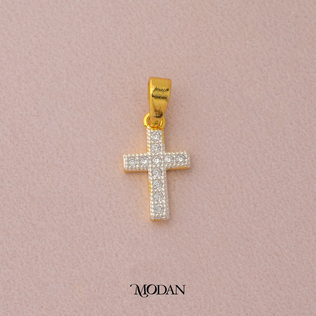 Mini Religious Sparkling Cross DIY Pendant Liontin Salib Hypoallergenic Gold Plated