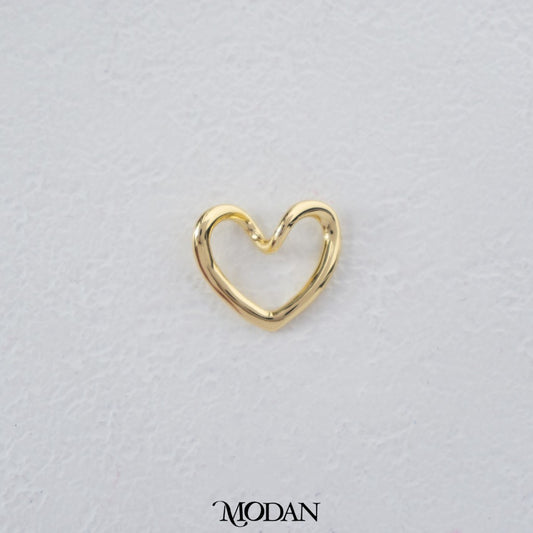 Open Back Plain Wavy Love Heart Pendant DIY Pendant Liontin Hati Cinta Hypoallergenic Gold Filled