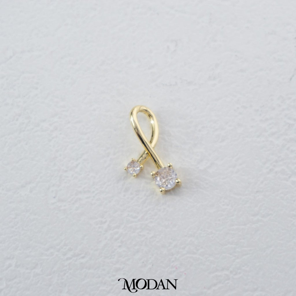 Simple Crossed Round And Princess Cut Zirconia Pendant DIY Pendant Liontin Bandul Bentuk Berlian Silang Hypoallergenic Gold Filled