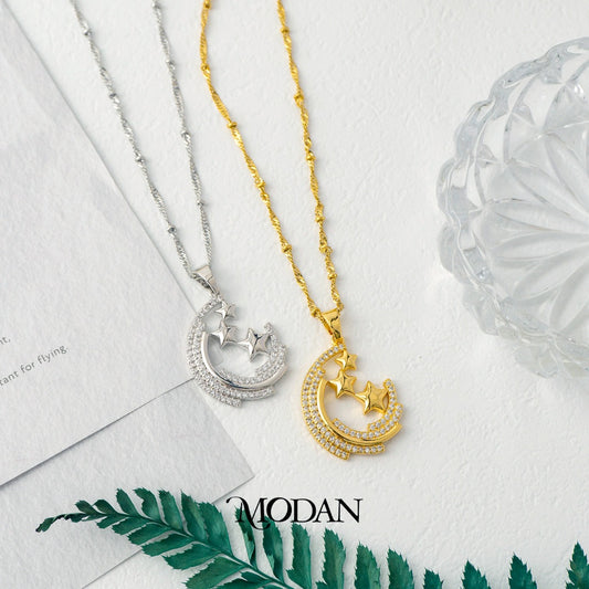 Moon and Star Muslim Pendant DIY Pendant Liontin Kalung Hijab Bulan Bintang Hypoallergenic Gold Plated