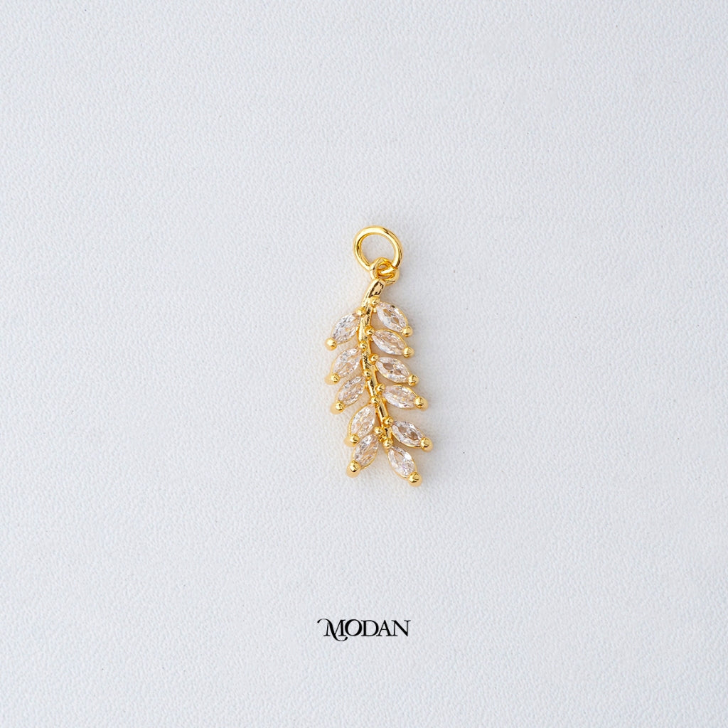 Elegant Cluster Marquise Leaf Pendant DIY Liontin Daun Pesta Hypoallergenic Gold Plated