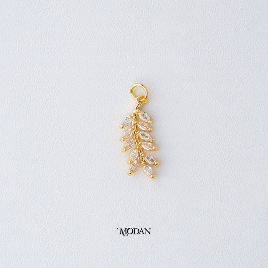 Elegant Cluster Marquise Leaf Pendant DIY Liontin Daun Pesta Hypoallergenic Gold Plated
