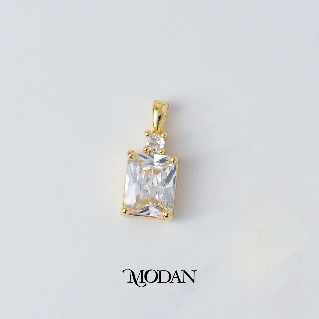 Clear Pink Purple Rectangle Pendant DIY Liontin Pesta Persegi Panjang Warna - Warni Hypoallergenic Gold Plated