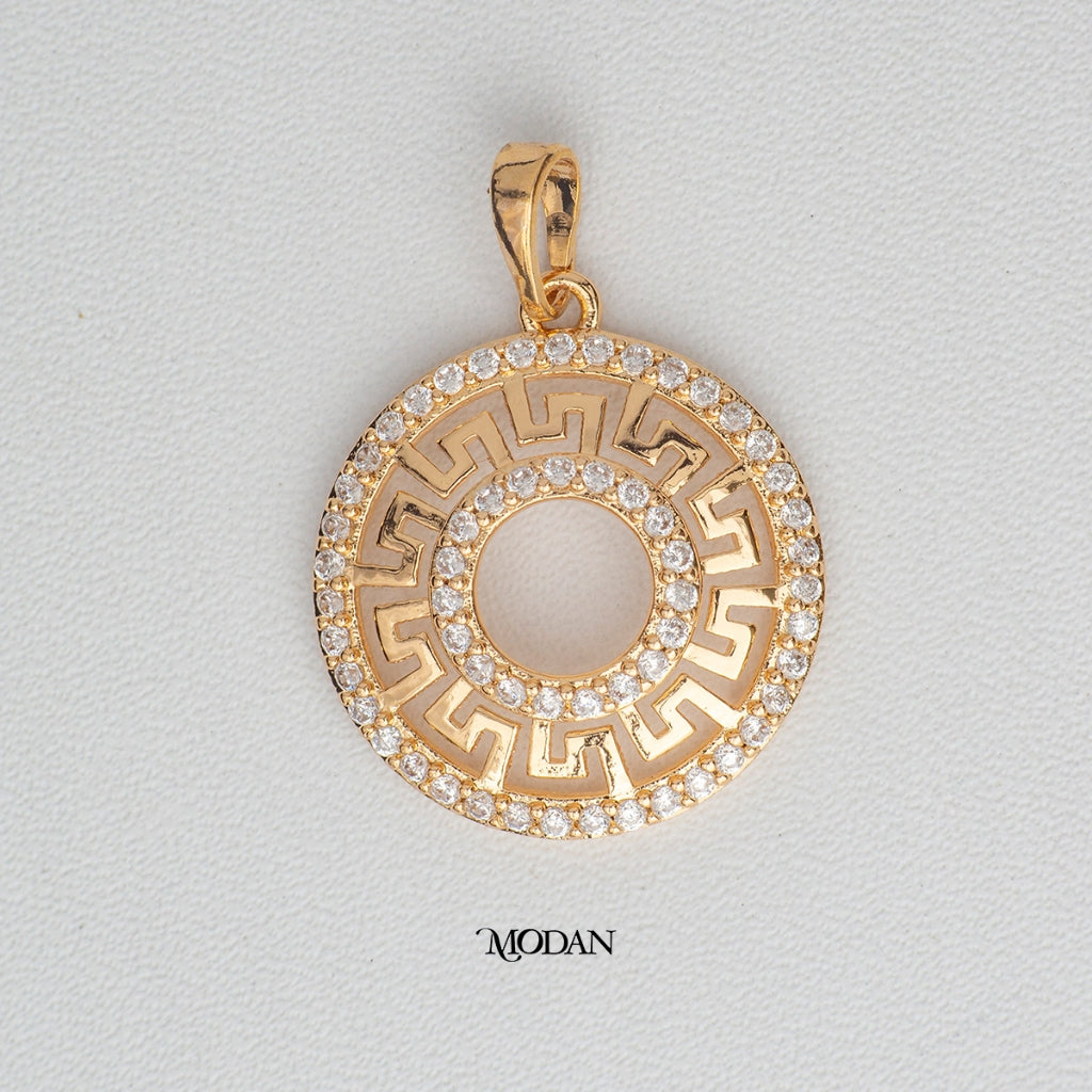 Rose Gold Classic Pattern Open Round Pendant DIY Liontin Bandul Lingkaran Berlian Hypoallergenic Gold Plated
