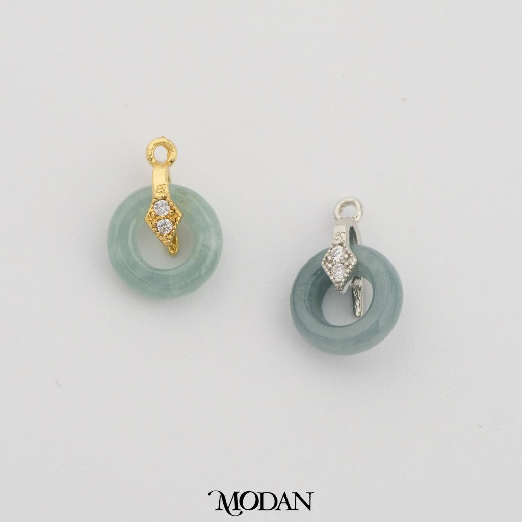 Simple Mini Lucky Jade Pendant DIY Pendant Liontin Batu Giok Bulat Kecil Hypoallergenic Gold Filled