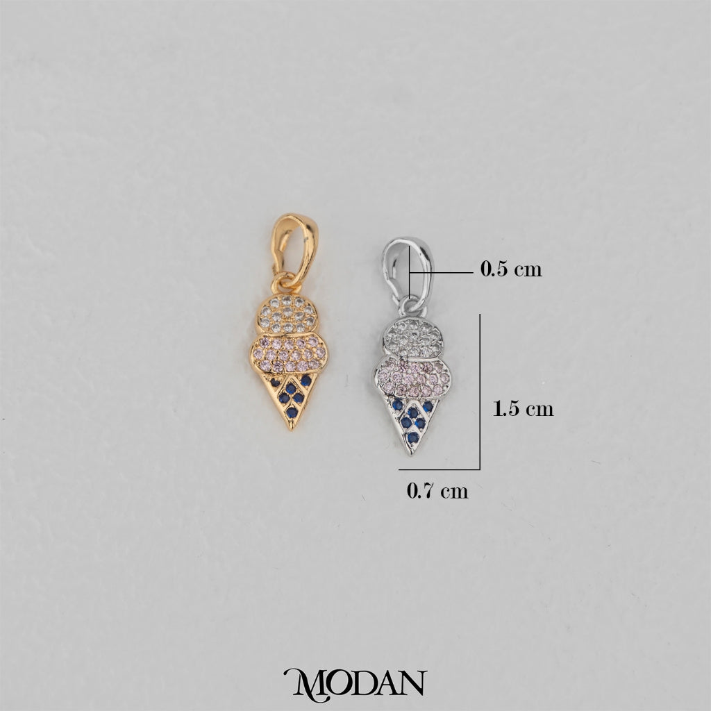 Colorful Ice Cream Cone Micro Paved Pendant DIY Pendant Liontin Es Krim Warna - Warni Hypoallergenic Gold Filled