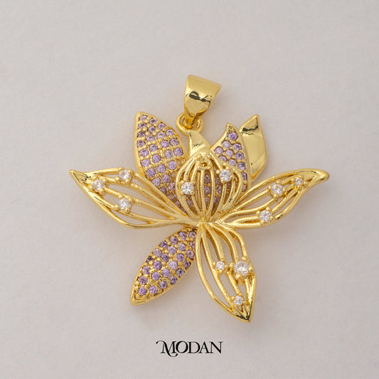 Purple Lilac Flower Pendant DIY Pendant Liontin Bunga Ungu Hypoallergenic Gold Filled