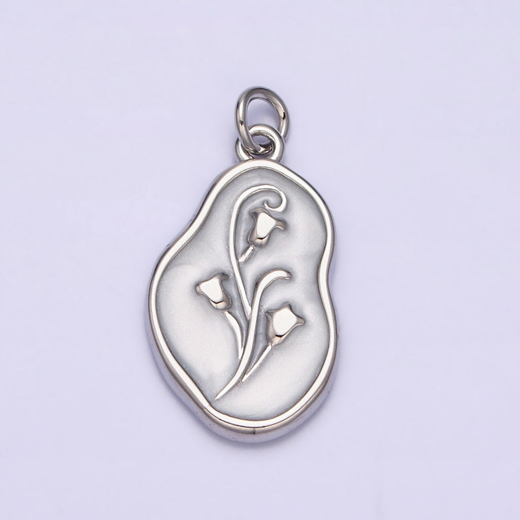 Tulips Flower Enamel Abstract DIY Charm Liontin Bunga Tulip Abstrak Hypoallergenic Gold Filled