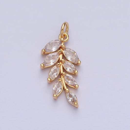 Clear Cluster Marquise Leaf DIY Charm Liontin Daun Pesta Hypoallergenic Gold Plated